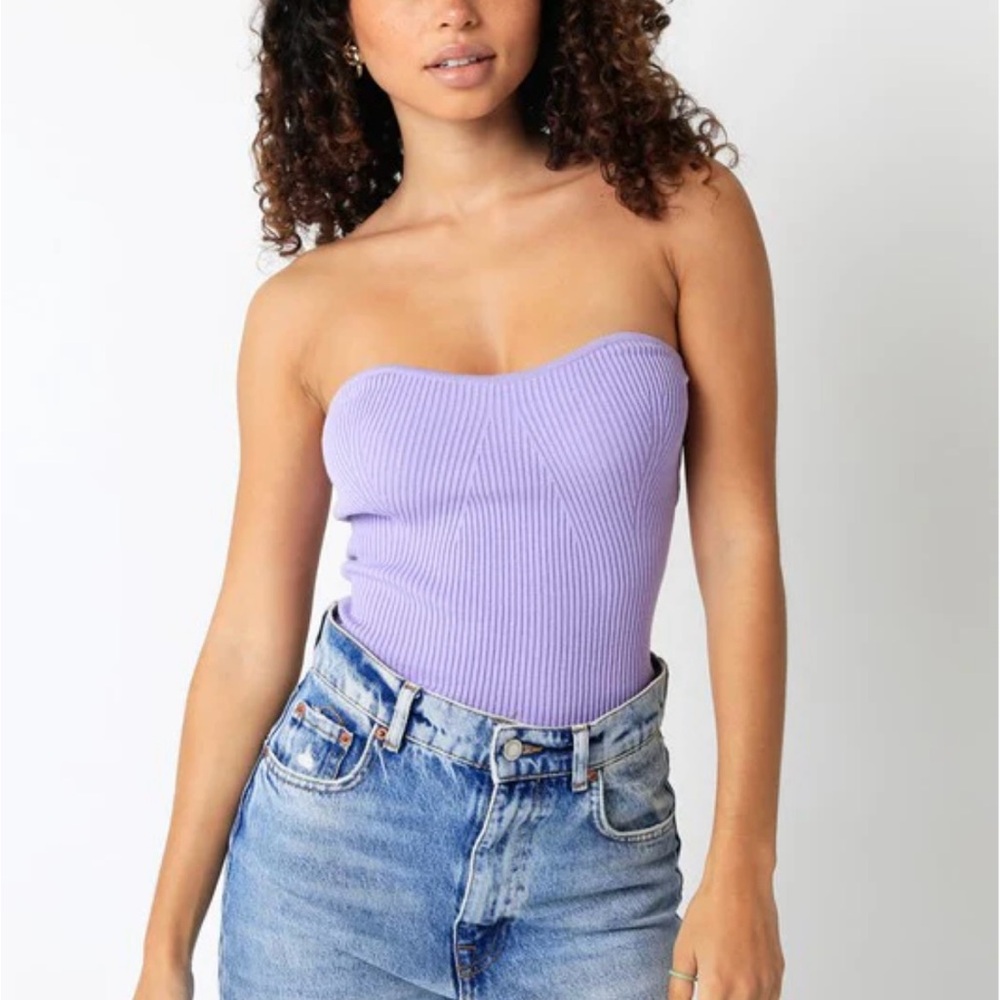Double Zero Lavender Ribbed Crop Top